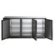 An Avantco black rectangular back bar refrigerator with two solid doors.