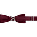 A close up of a burgundy Henry Segal adjustable band bow tie with a silver buckle.