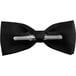 A black Henry Segal poly-satin clip-on bow tie with a silver metal bar.