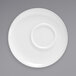 A white Front of the House round porcelain saucer with a round rim.