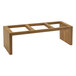 A natural bamboo rectangular display stand with three square holes.