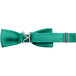 A teal poly-satin bow tie with a metal buckle.