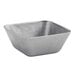 A square grey stainless steel ramekin with an antique finish.