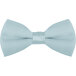 A close-up of a light blue Henry Segal clip-on bow tie.