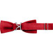 A red poly-satin bow tie with metal buckles.