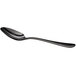 An Acopa Vernon stainless steel teaspoon with a black handle.