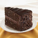 A slice of Ghirardelli Ultimate Chocolate Cake on a plate.