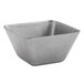 A Front of the House square stainless steel ramekin with an antique finish.
