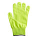 A neon yellow Mercer Culinary Millennia Colors cut-resistant kitchen glove on a white background.