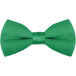 A close-up of a green bow tie with a knot.