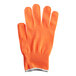 An orange glove on a white background.