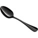An Acopa Vernon stainless steel oval bowl spoon with a black handle.