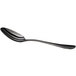 An Acopa Vernon stainless steel spoon with a black handle.