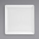 A Front of the House bright white square porcelain plate on a white background.