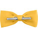 A Henry Segal gold poly-satin clip-on bow tie with a metal bar.