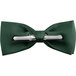 A Henry Segal hunter green poly-satin bow tie with a metal clip.
