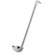 A silver stainless steel Vollrath ladle with a long handle.