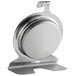 A silver metal Choice oven thermometer with a round dial.