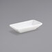 A Front of the House Kyoto bright white rectangular porcelain sauce dish on a gray background.