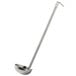 A silver stainless steel Vollrath ladle with a long handle.
