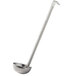 A close-up of a Vollrath stainless steel ladle with a long handle.
