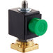 A black and gold Estella Caffe solenoid valve with a green button.