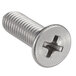 A close-up of a stainless steel group screw with a cross hole.