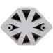 A white plastic hexagon with holes for Vollrath 45602-1.