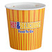 A yellow and orange striped Choice hot food bucket with a lid.