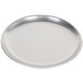 An American Metalcraft heavy weight aluminum pizza pan with a silver surface.