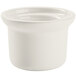 A white Tuxton petite marmite soup crock with a lid.