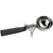 A silver Hamilton Beach #8 thumb press disher with a black handle.