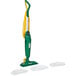 A green and white Bissell PowerSteamer steam mop with 3 washable mop pads.