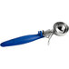 A blue and silver Hamilton Beach ice cream scoop with a blue handle.