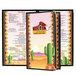 An 8 1/2" x 11" menu with a Southwest themed cactus design.