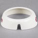 A white circular Tablecraft dispenser collar with maroon lettering.