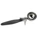 A gray and silver Hamilton Beach #8 thumb press scoop with a black handle.