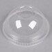 A Fabri-Kal Greenware clear plastic dome lid with a 1" hole.