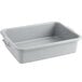 A gray plastic rectangular Vollrath Traex drain box with handles and holes.