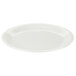 A white plate with a narrow rim on a white background.