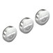A pack of three round silver Rayovac 303/357 silver oxide button batteries.