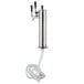 A stainless steel Assure 3-tap beer tower with black handles.