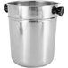 An American Metalcraft stainless steel champagne bucket with black handles.