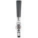 A chrome beer tap with black accents.