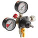 A 2-gauge primary CO2 regulator with a close-up of a pressure gauge.
