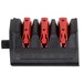 A black and red Edgecraft Chef's Choice knife edge sharpening module with red tools.