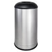 A silver stainless steel Ex-Cell Kaiser International waste receptacle with a black lid.