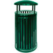An Ex-Cell Kaiser Hunter Green outdoor trash receptacle with canopy and door.