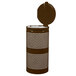 A brown Ex-Cell Kaiser round coffee waste receptacle with lid.
