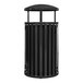 A black Ex-Cell Kaiser Streetscape outdoor trash can with a black lid.